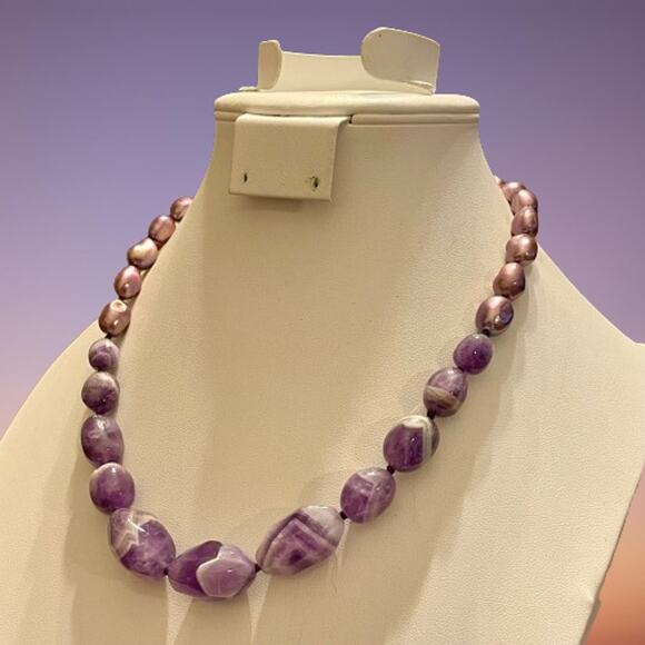 Coldwater Creek Amethyst & Freshwater Pearl Necklace - Picture 3 of 8